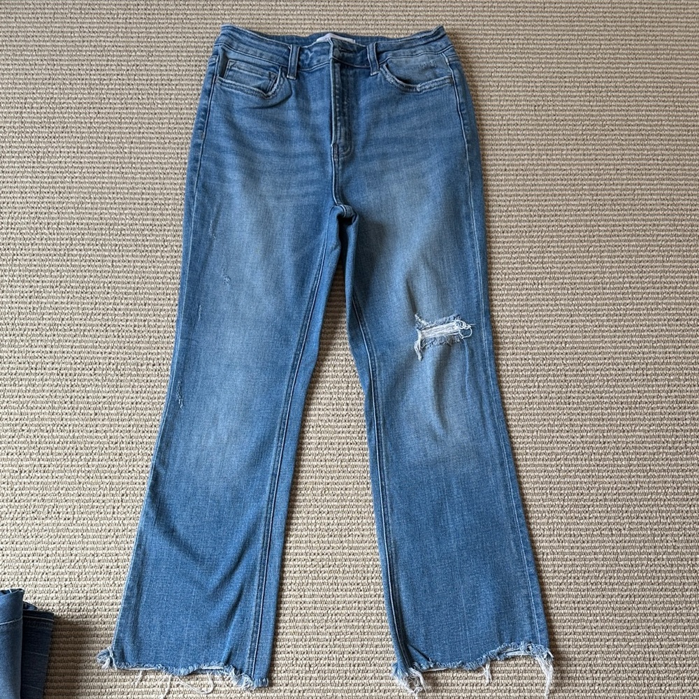 Flying Monkey Women's Medium Blue Distressed Straight-Leg Jeans